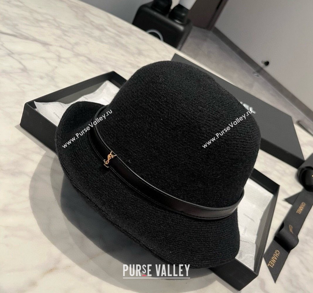 Saint Laurent Wool Bucket Hat with ysl Strap Black 2024 1019009 (XMN-241019022)