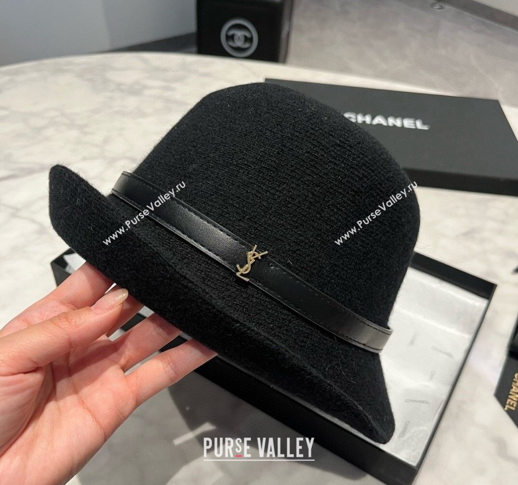 Saint Laurent Wool Bucket Hat with ysl Strap Black 2024 1019009 (XMN-241019022)