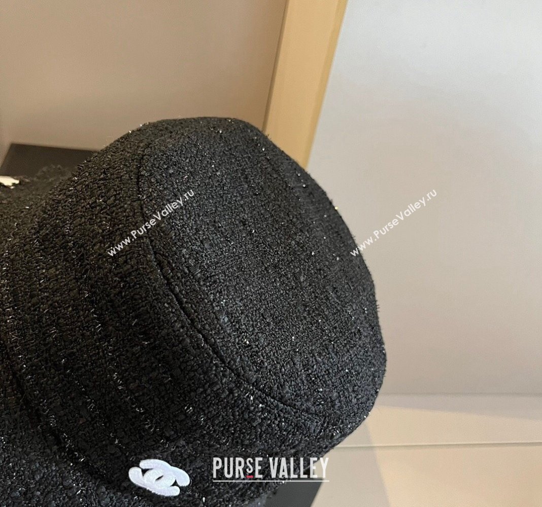 Chanel Tweed Bucket Hat with Fringe Black 2024 1019002 (XMN-241019003)