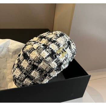 Chanel Tweed Beret Hat Black/White/Grey 2024 1019011 (XMN-241019028)