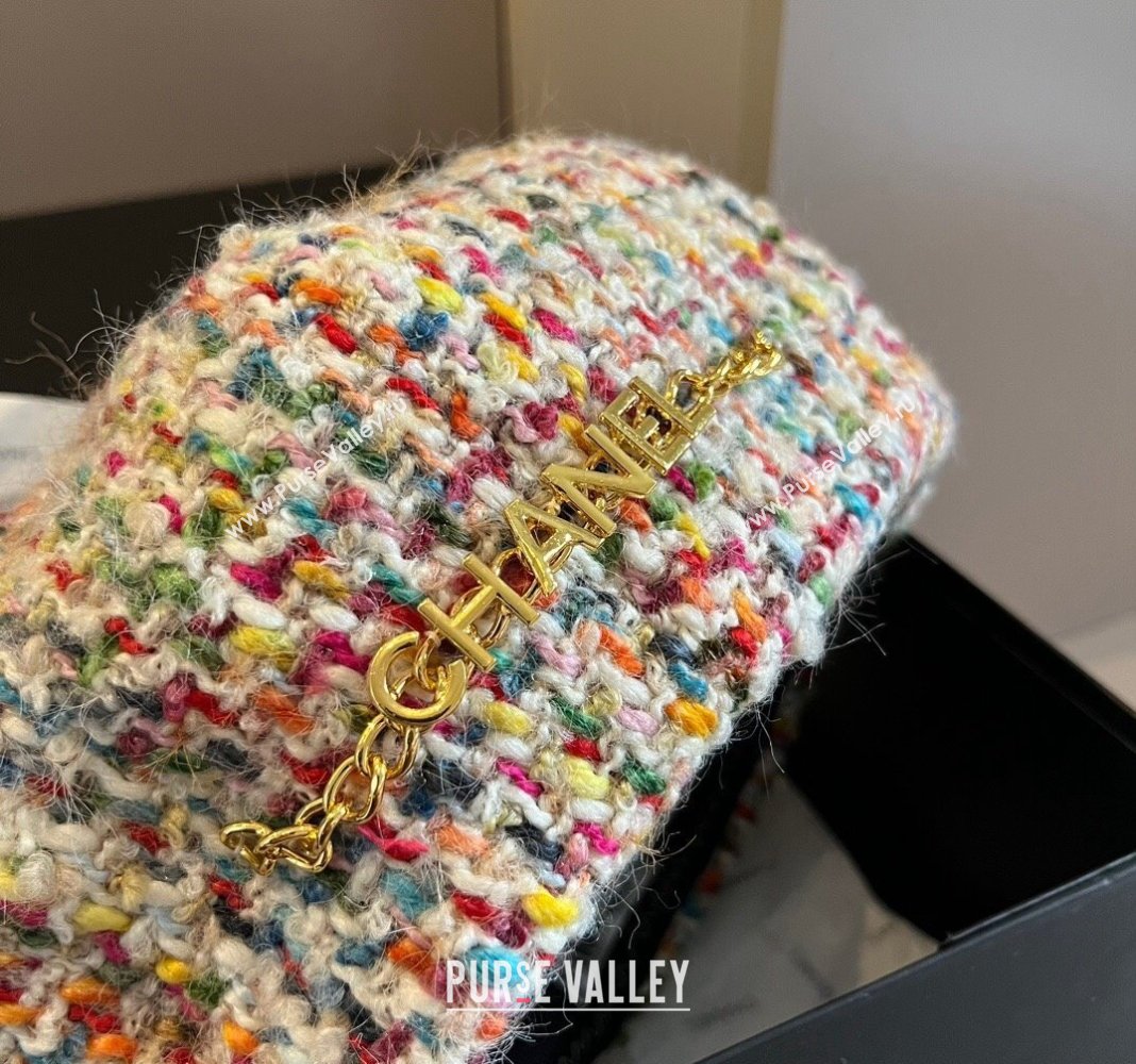 Chanel Tweed Beret Hat with Chain Multicolor 2024 1019011 (XMN-241019029)