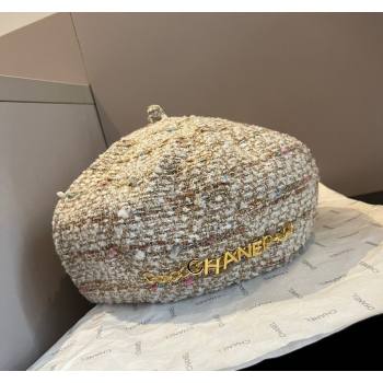 Chanel Tweed Beret Hat Gold/Multi 2024 1019011 (XMN-241019030)