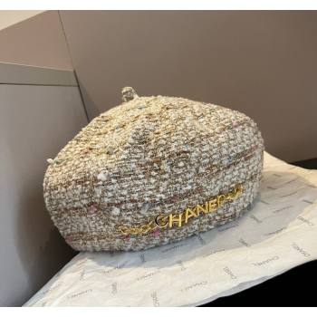 Chanel Tweed Beret Hat Gold/Multi 2024 1019011 (XMN-241019030)