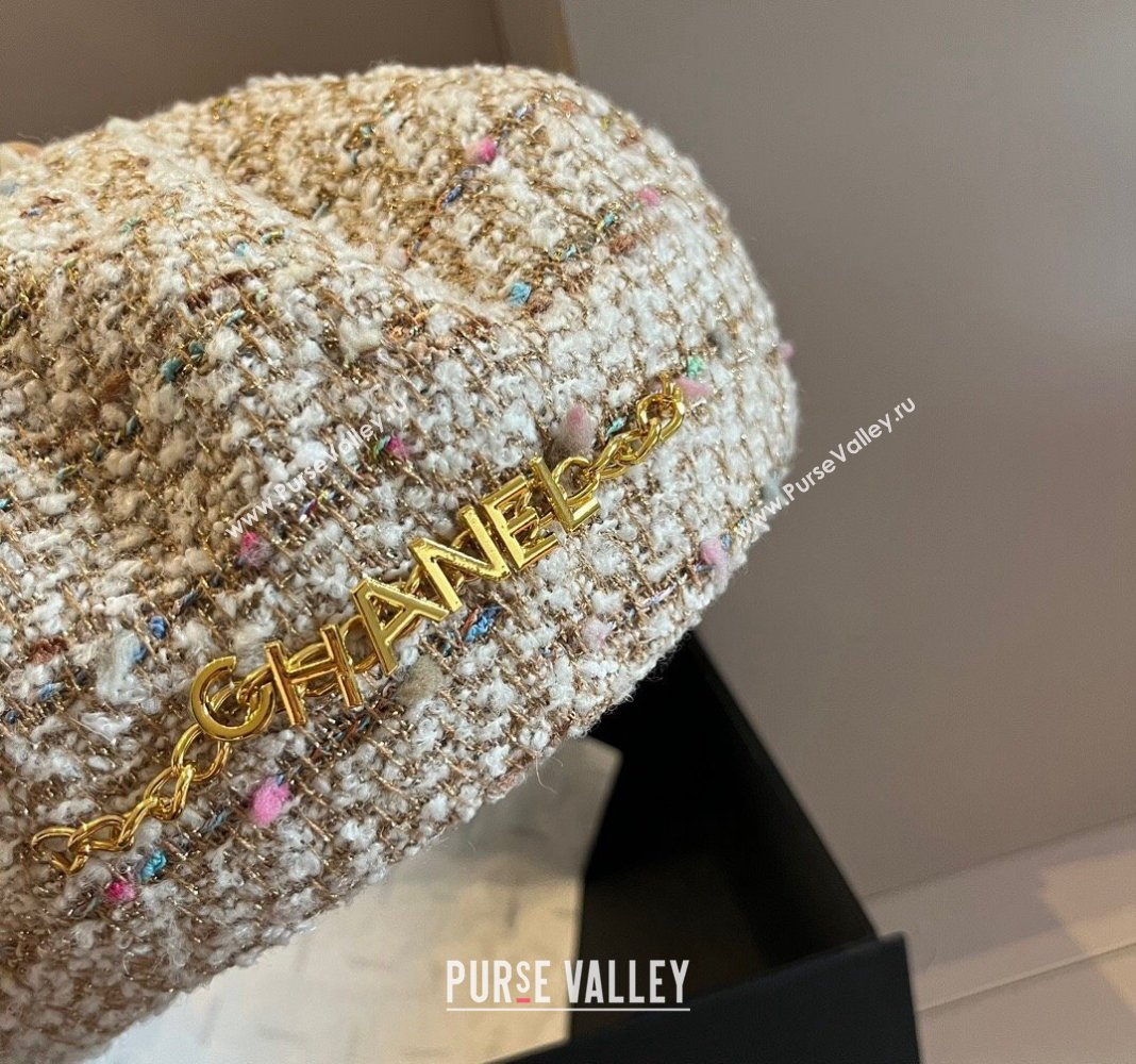 Chanel Tweed Beret Hat Gold/Multi 2024 1019011 (XMN-241019030)