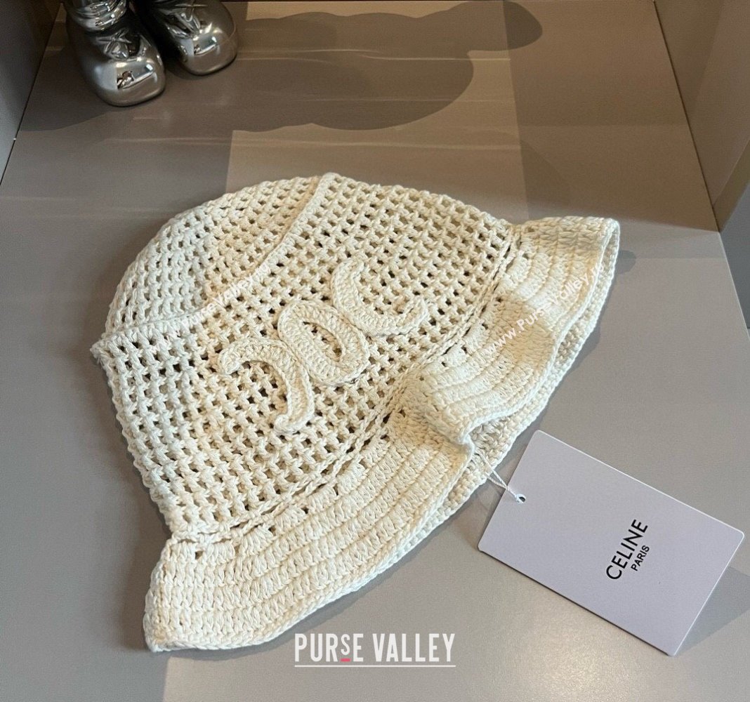 Celine Knit Bucket Hat White2 2024 1019014 (XMN-241019045)