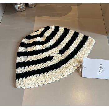 Celine Knit Bucket Hat White/Black 2024 1019014 (XMN-241019046)