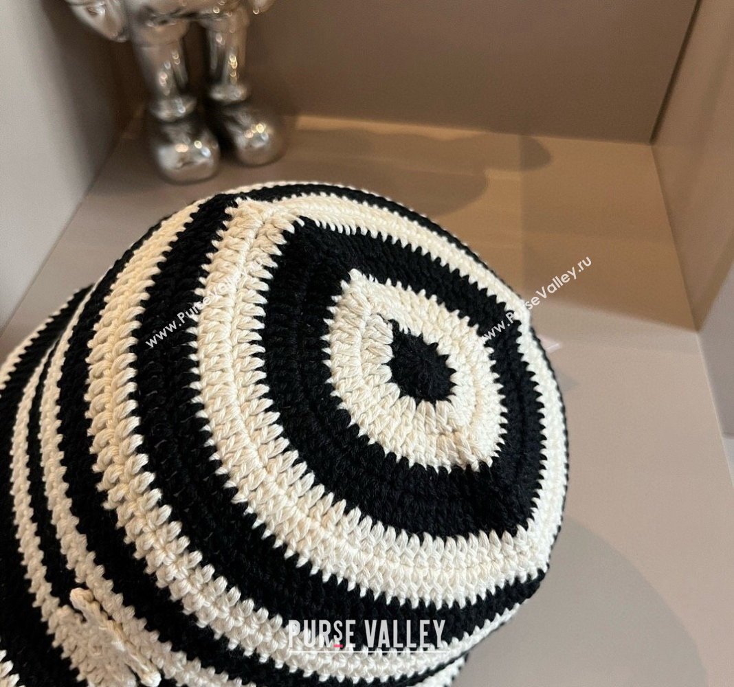 Celine Knit Bucket Hat White/Black 2024 1019014 (XMN-241019046)