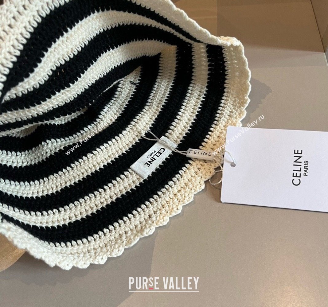 Celine Knit Bucket Hat White/Black 2024 1019014 (XMN-241019046)