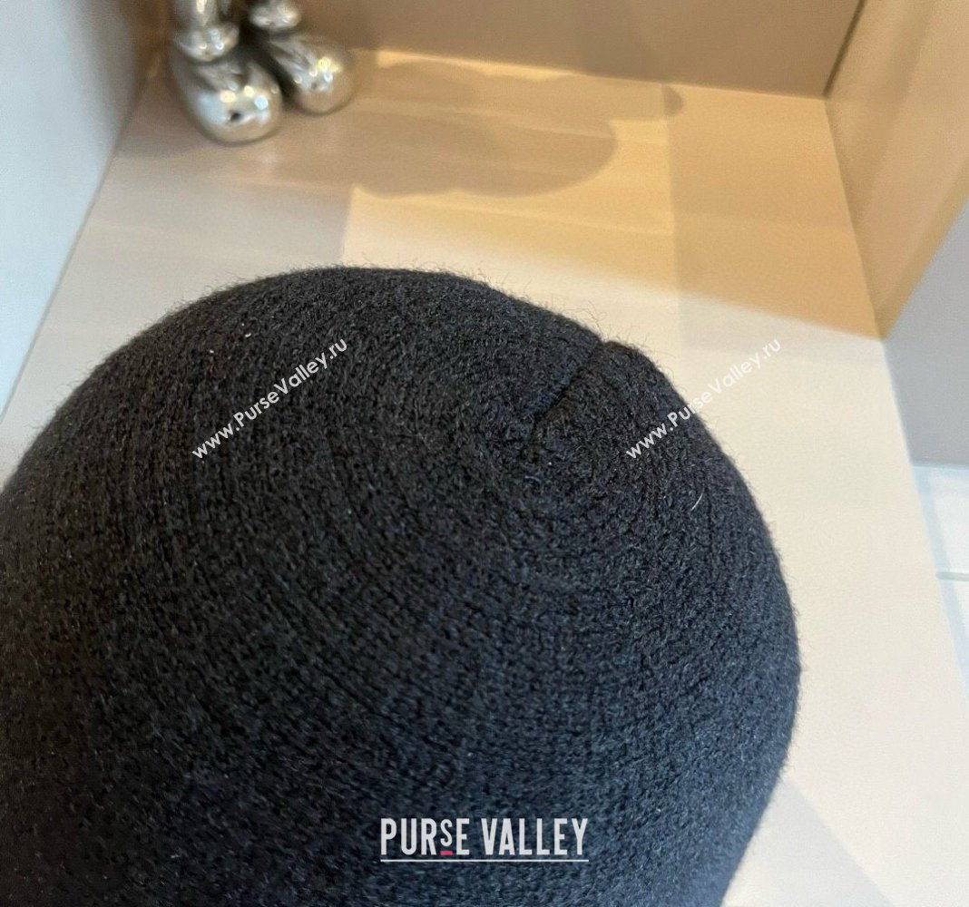 Prada Knit Bucket Hat with Logo and Bow Black 2024 1019015 (XMN-241019048)