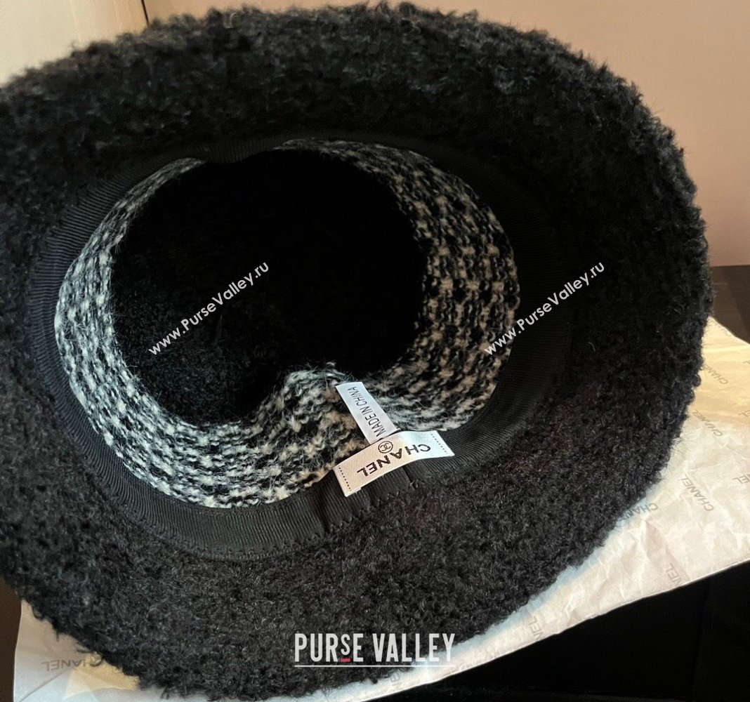 Chanel Heart Shearling Fur Bucket Hat Black 2024 1019016 (XMN-241019049)