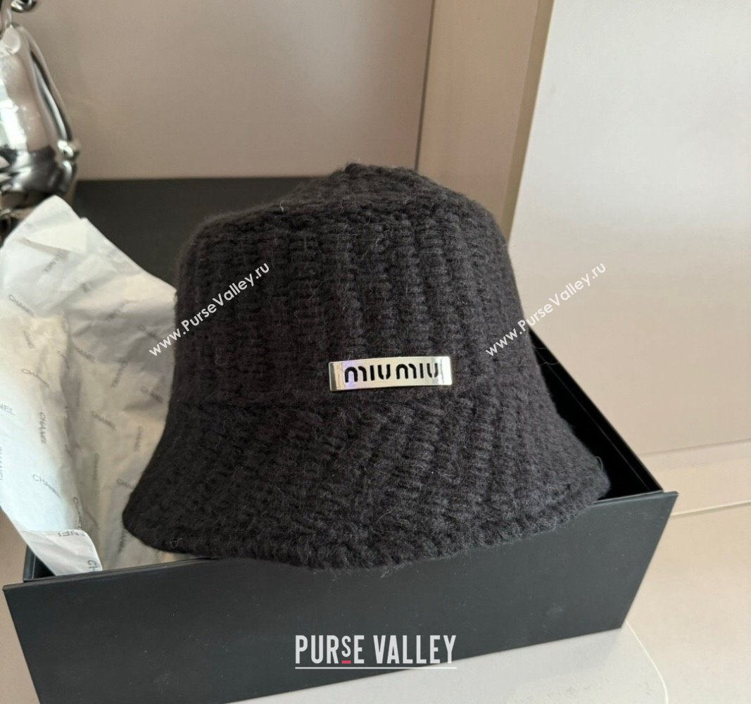 Miu Miu Knit Bucket Hat Black 2024 1019019 (XMN-241019059)