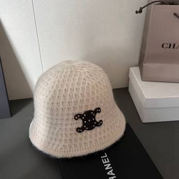 Celine Knit Bucket Hat with Stud Logo White 2024 1019020 (MAO-241019060)