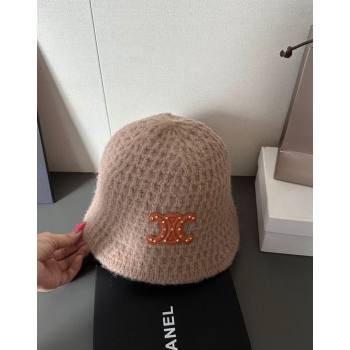 Celine Knit Bucket Hat with Stud Logo Beige 2024 1019020 (MAO-241019062)