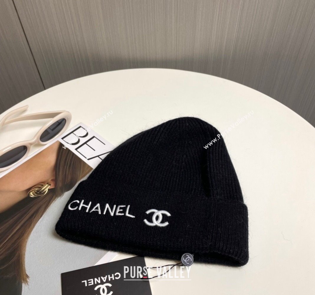 Chanel Knit Hat Black 2024 1019021 (A-241019066)