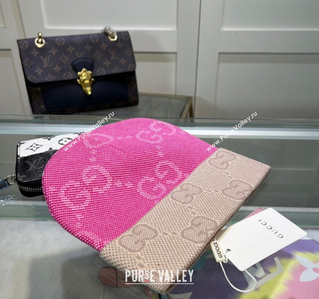 Gucci Knit Hat with Maxi GG Pink 2024 1019022 (A-241019068)