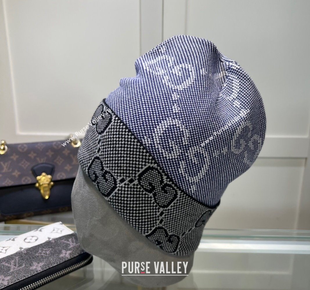 Gucci Knit Hat with Maxi GG Blue 2024 1019022 (A-241019067)