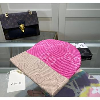 Gucci Knit Hat with Maxi GG Pink 2024 1019022 (A-241019068)