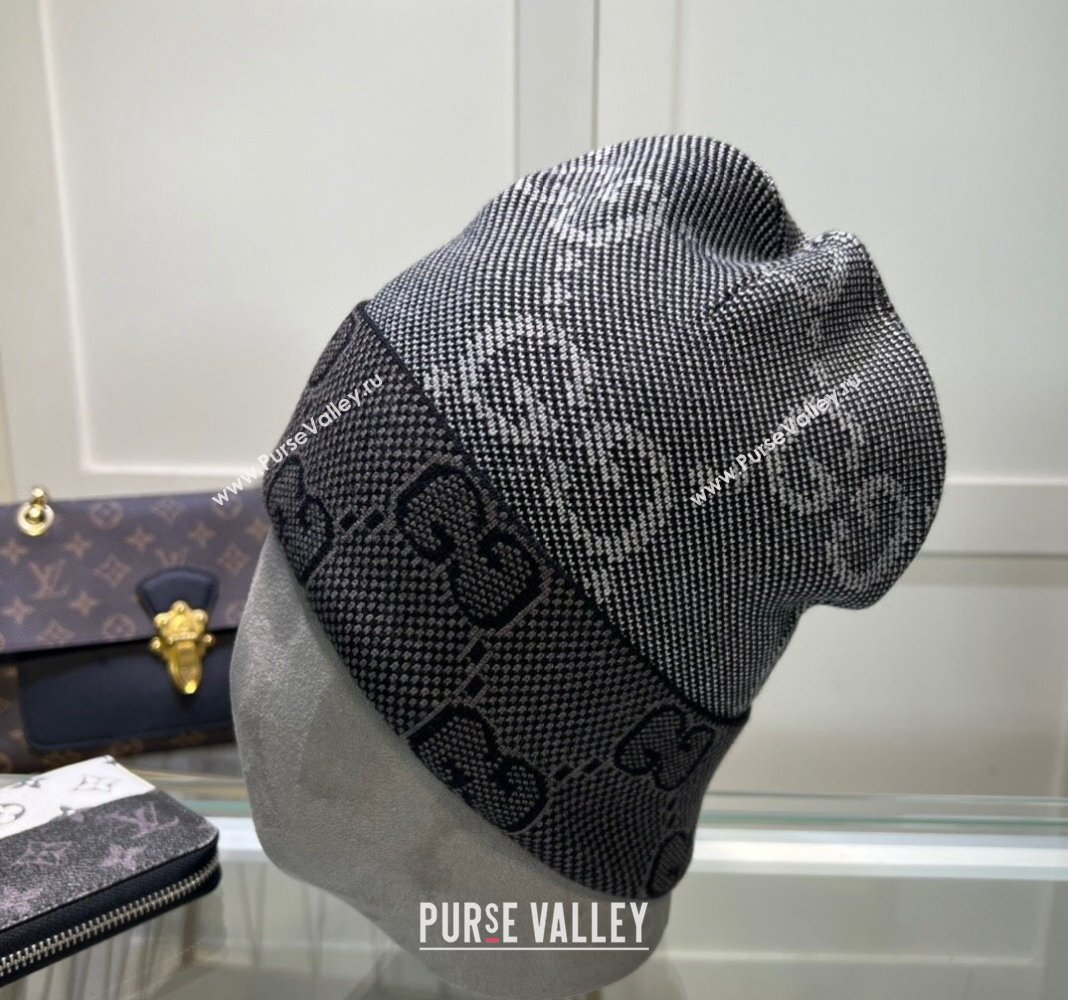 Gucci Knit Hat with Maxi GG Dark Grey 2024 1019022 (A-241019069)