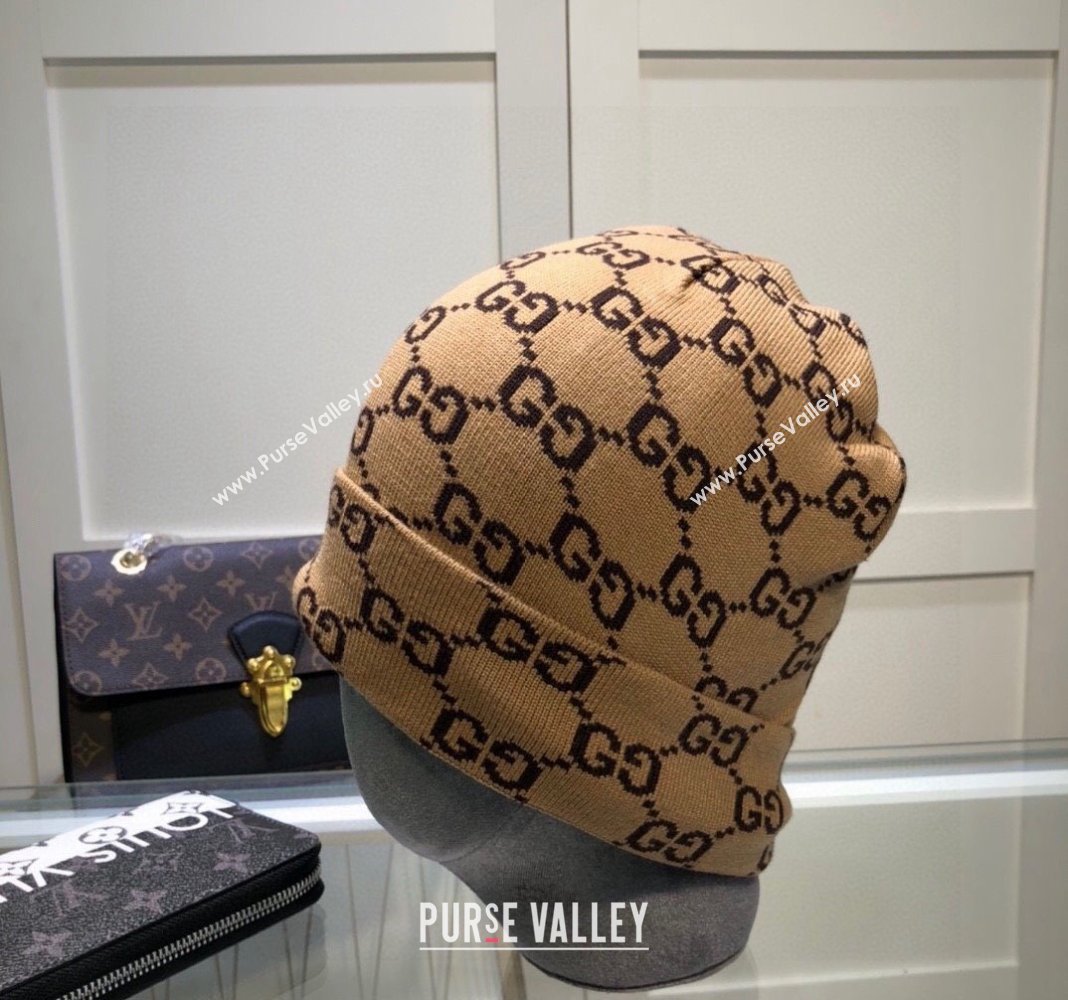 Gucci GG Knit Hat Light Brown 2024 1019023 (A-241019074)