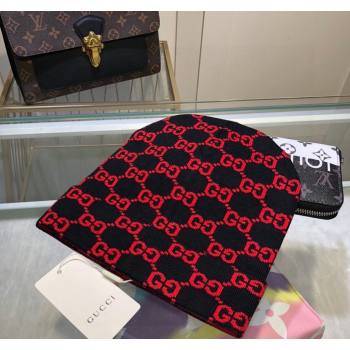 Gucci GG Knit Hat Black/Red 2024 1019023 (A-241019075)