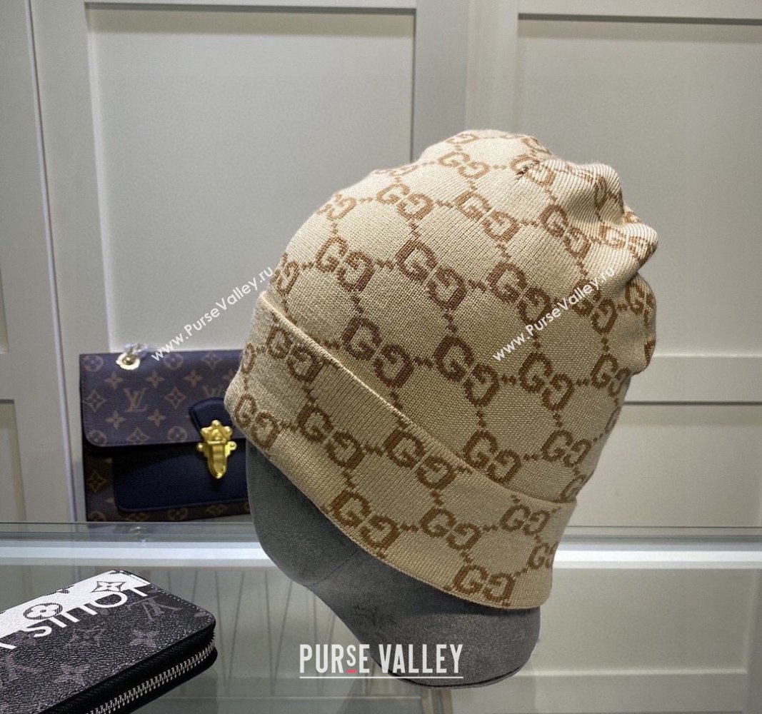 Gucci GG Knit Hat Beige 2024 1019023 (A-241019076)