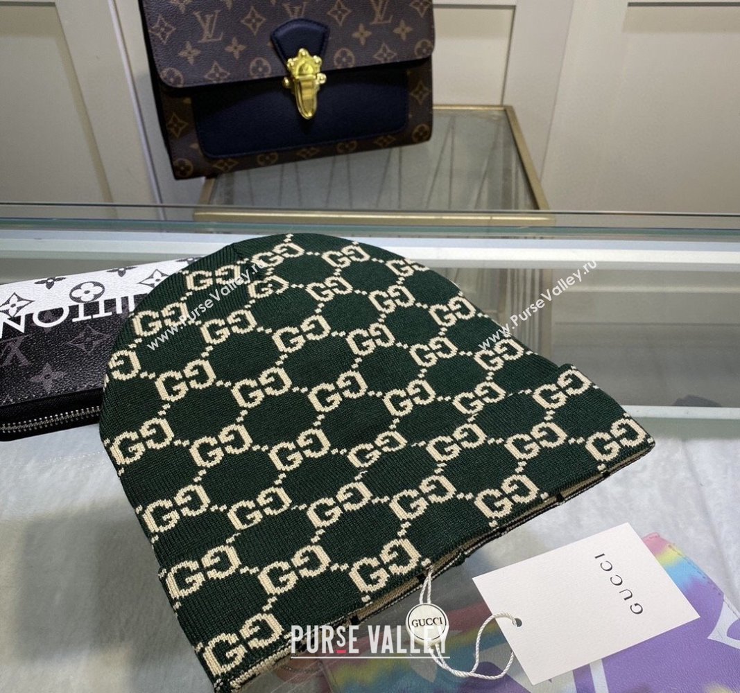 Gucci GG Knit Hat Green 2024 1019023 (A-241019077)