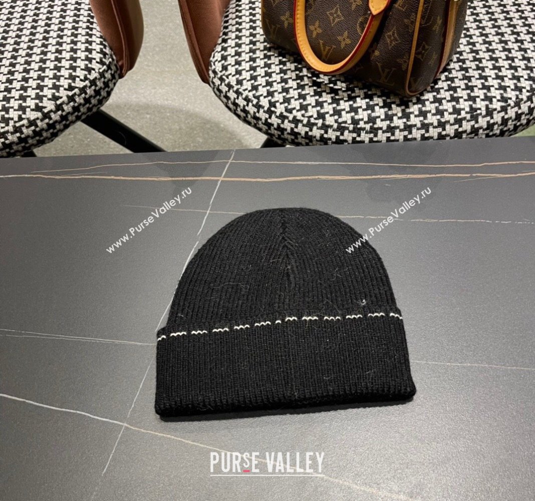 Chanel Knit Hat with Metal CC Black 2024 1019025 (A-241019083)