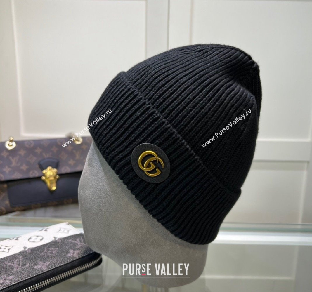 Gucci Knit Hat with GG Patch Black 2024 1019027 (A-241019087)