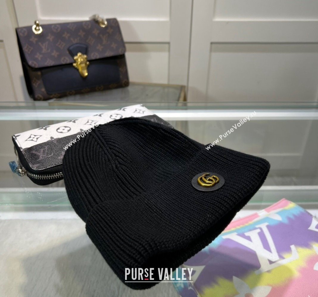 Gucci Knit Hat with GG Patch Black 2024 1019027 (A-241019087)