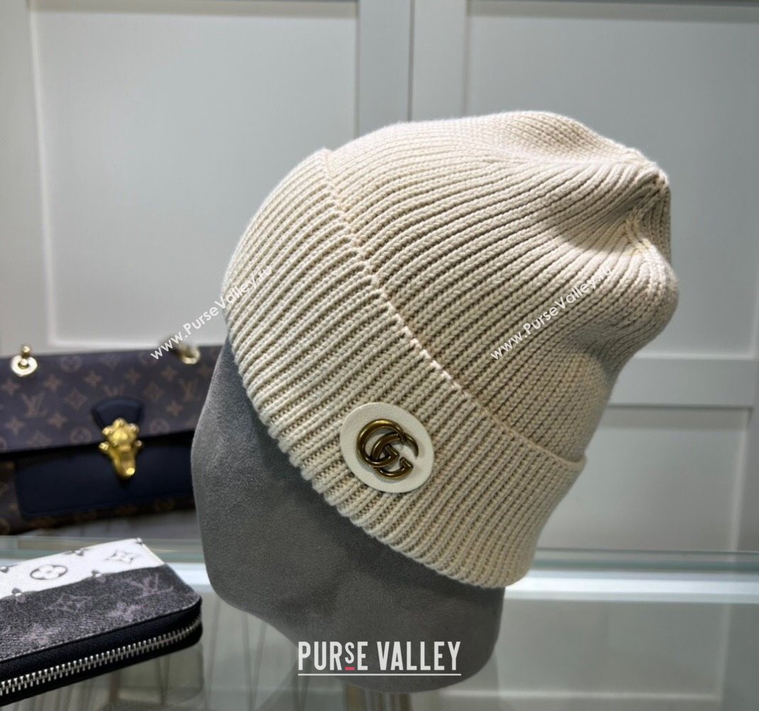 Gucci Knit Hat with GG Patch White 2024 1019027 (A-241019089)