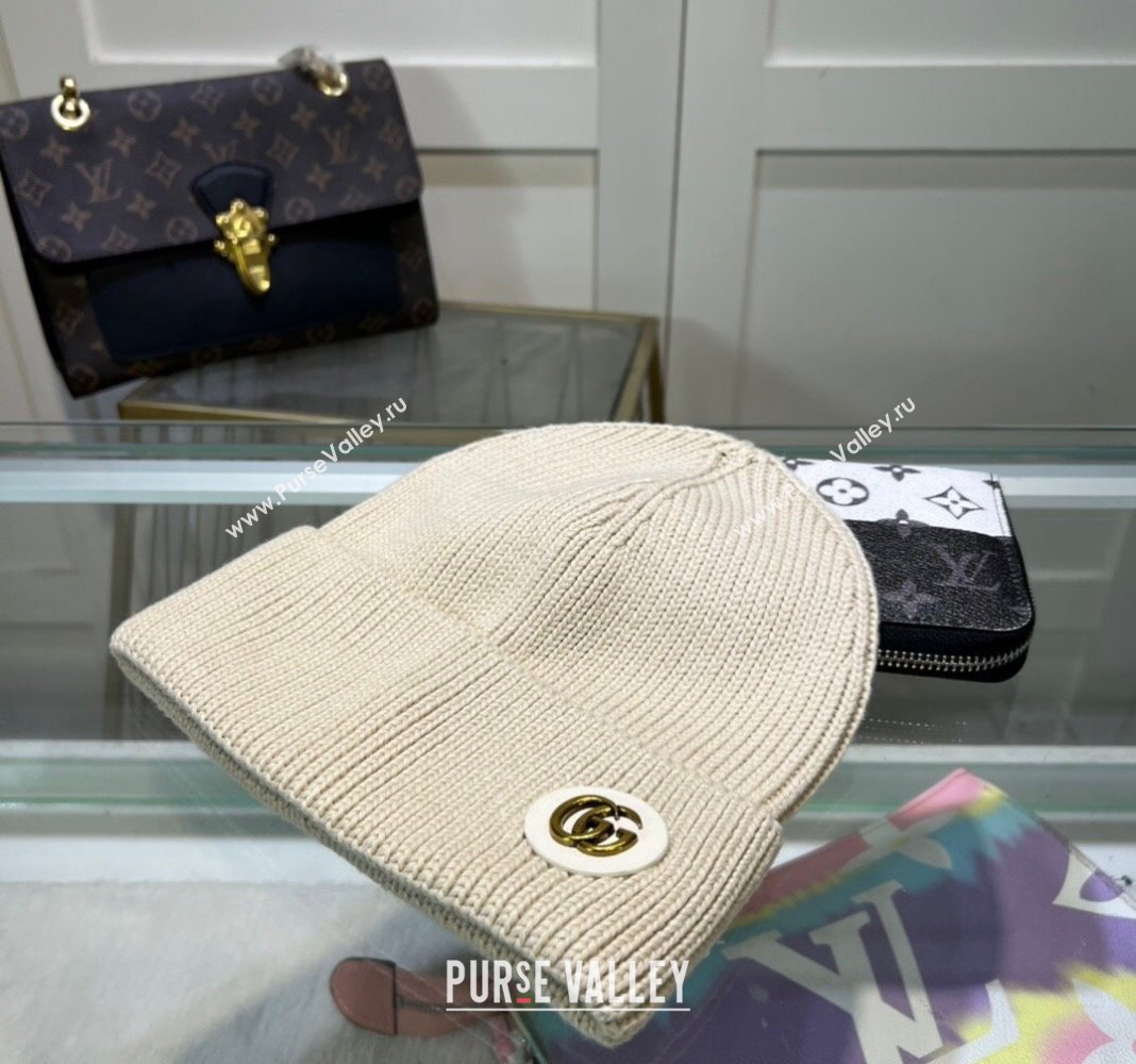 Gucci Knit Hat with GG Patch White 2024 1019027 (A-241019089)