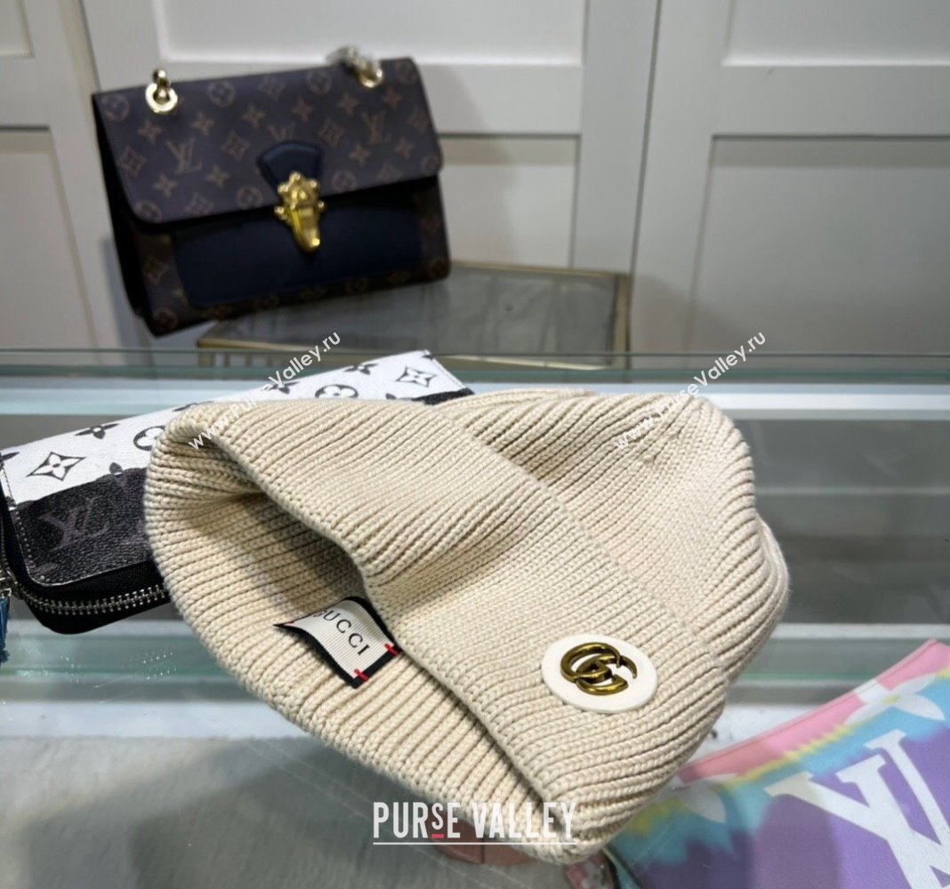 Gucci Knit Hat with GG Patch White 2024 1019027 (A-241019089)