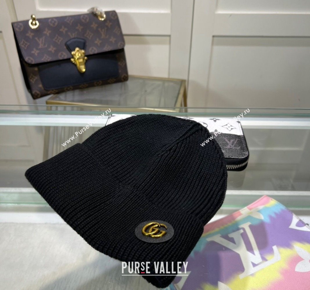 Gucci Knit Hat with GG Patch Black 2024 1019027 (A-241019087)