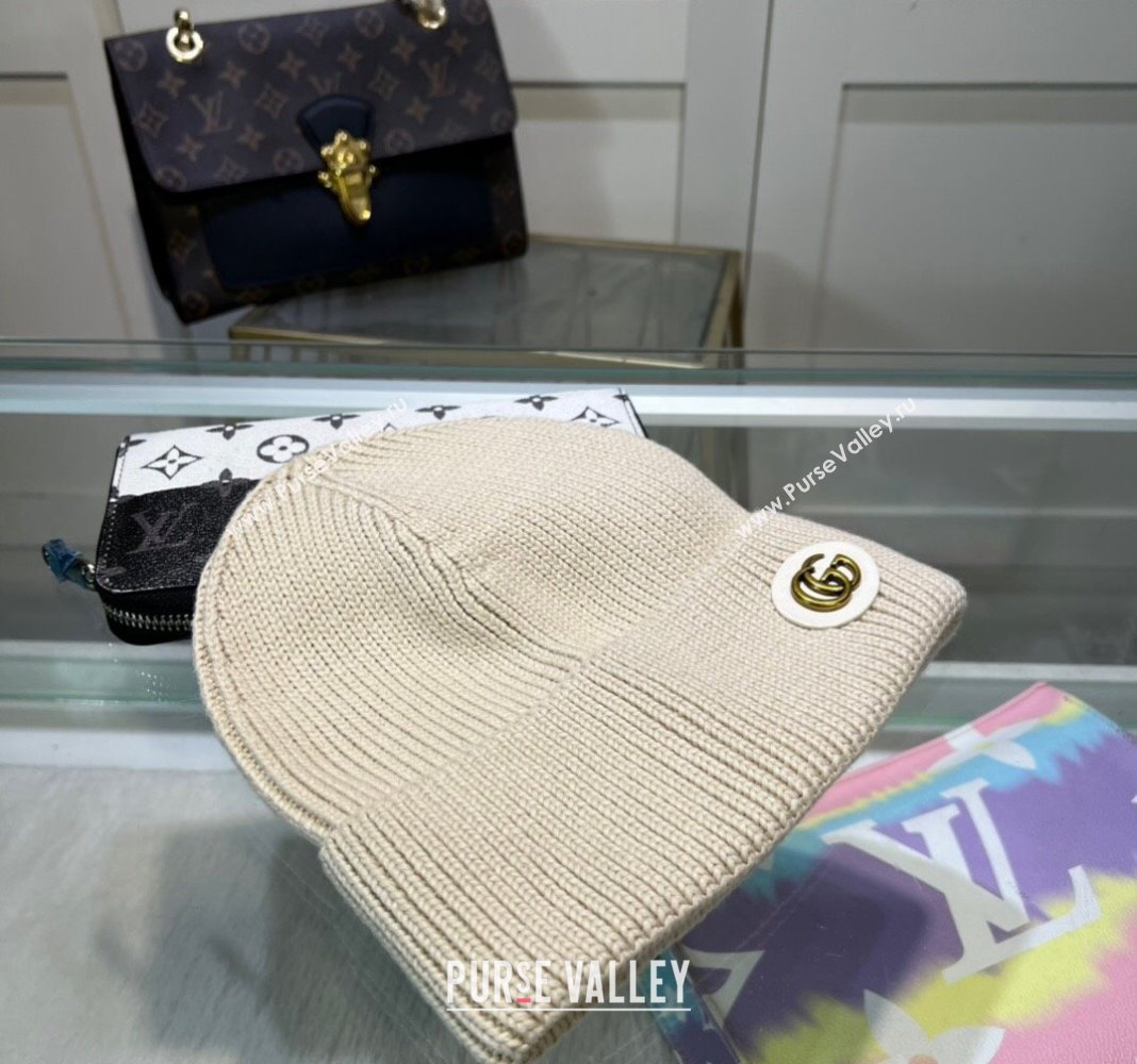 Gucci Knit Hat with GG Patch White 2024 1019027 (A-241019089)