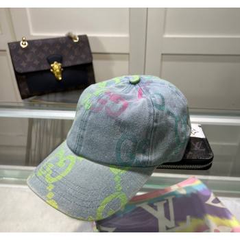 Gucci Denim Baseball Hat with Colored GG Light Blue 2024 1019028 (A-241019090)