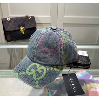 Gucci Denim Baseball Hat with Colored GG Blue2 2024 1019028 (A-241019091)