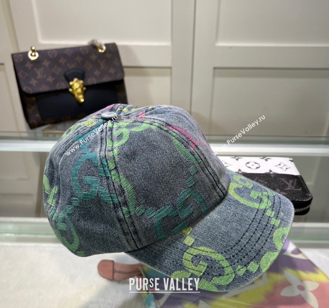 Gucci Denim Baseball Hat with Colored GG Blue2 2024 1019028 (A-241019091)