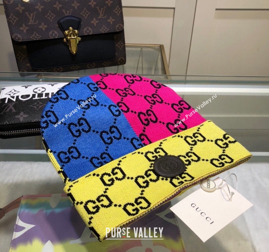 Gucci Colored Knit Hat Blue/Pink/Yellow 2024 1019029 (A-241019092)