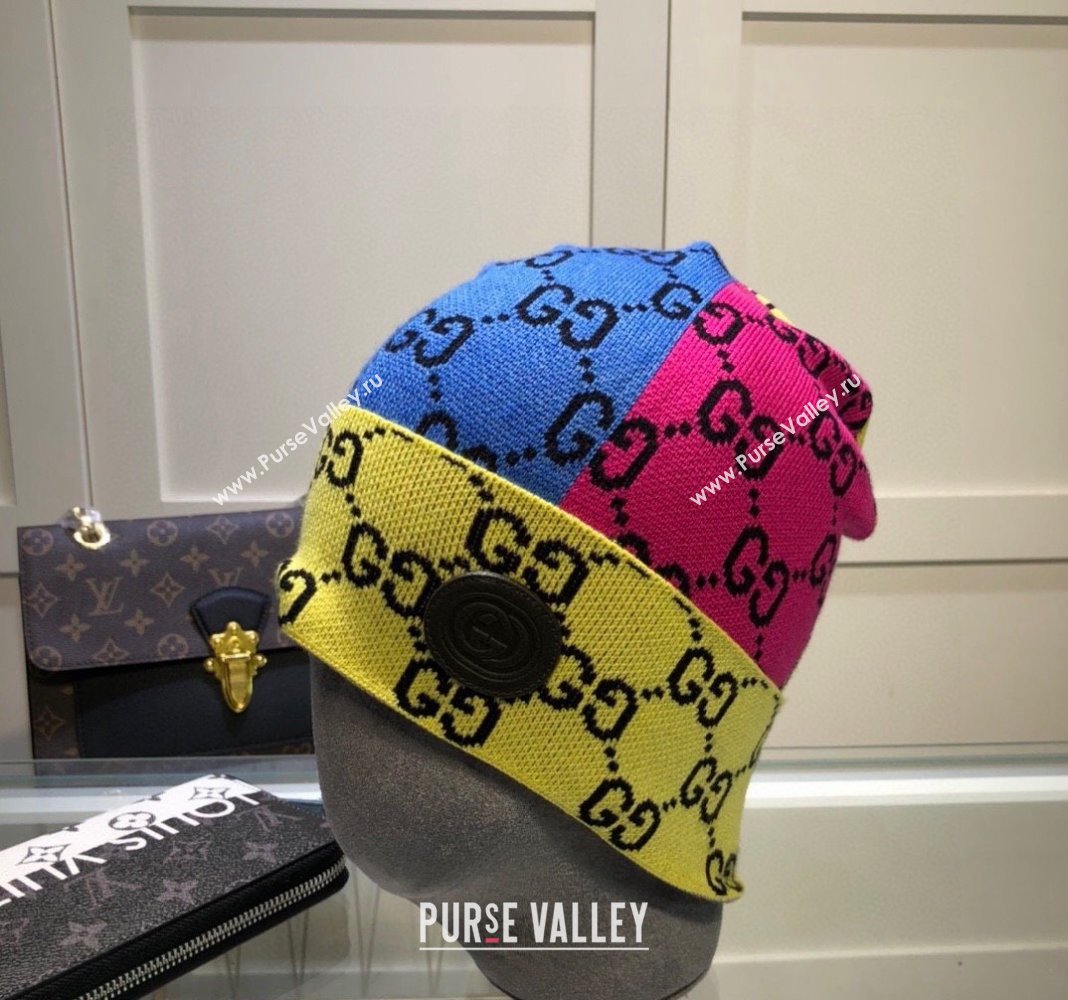 Gucci Colored Knit Hat Blue/Pink/Yellow 2024 1019029 (A-241019092)