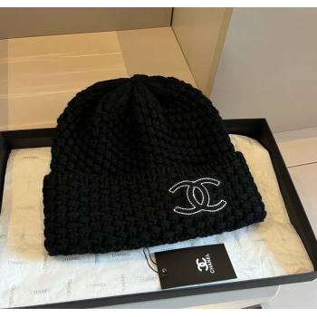 Chanel Knit Hat with CC Patch Black 2024 1128 (XMN-241128087)