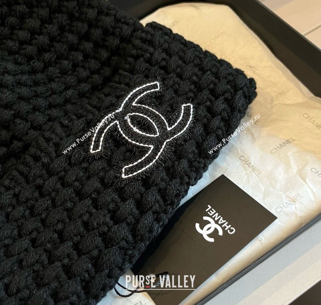Chanel Knit Hat with CC Patch Black 2024 1128 (XMN-241128087)