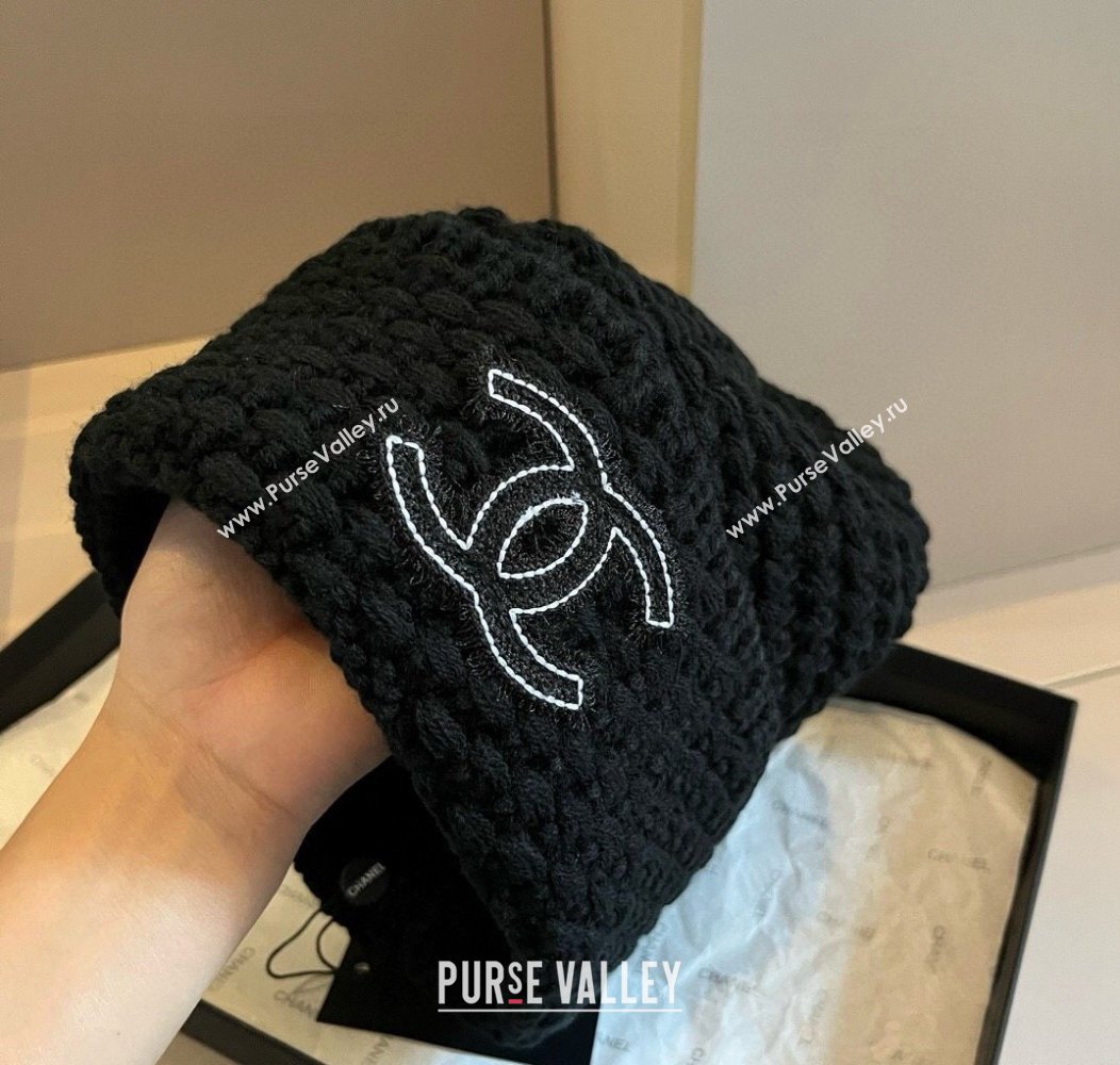 Chanel Knit Hat with CC Patch Black 2024 1128 (XMN-241128087)