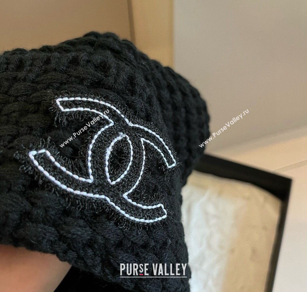 Chanel Knit Hat with CC Patch Black 2024 1128 (XMN-241128087)