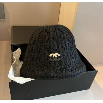 Chanel Crochet Knit Bucket Hat Black 2024 1128 (XMN-241128098)