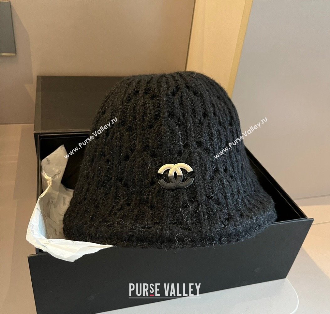 Chanel Crochet Knit Bucket Hat Black 2024 1128 (XMN-241128098)