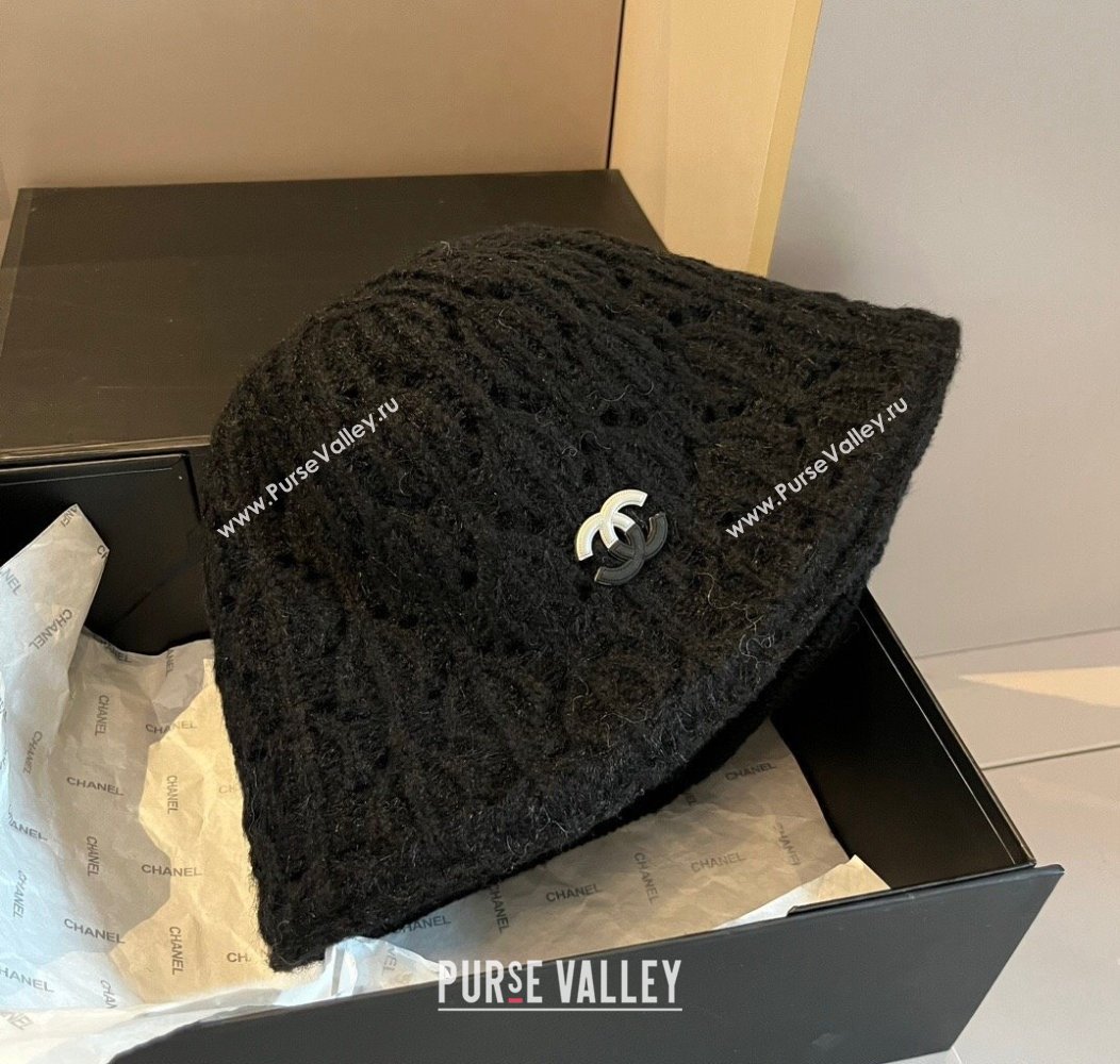 Chanel Crochet Knit Bucket Hat Black 2024 1128 (XMN-241128098)