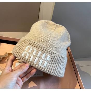 Miu Miu Knit Hat with Logo Beige 2024 1128 (XMN-241128100)