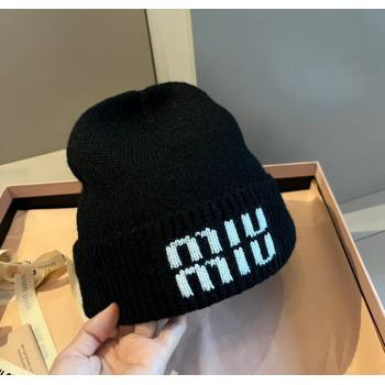 Miu Miu Knit Hat with Logo Black 2024 1128 (XMN-241128103)