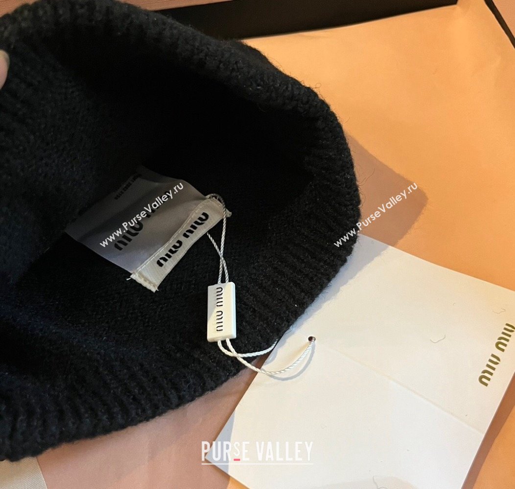 Miu Miu Knit Hat with Logo Black 2024 1128 (XMN-241128103)