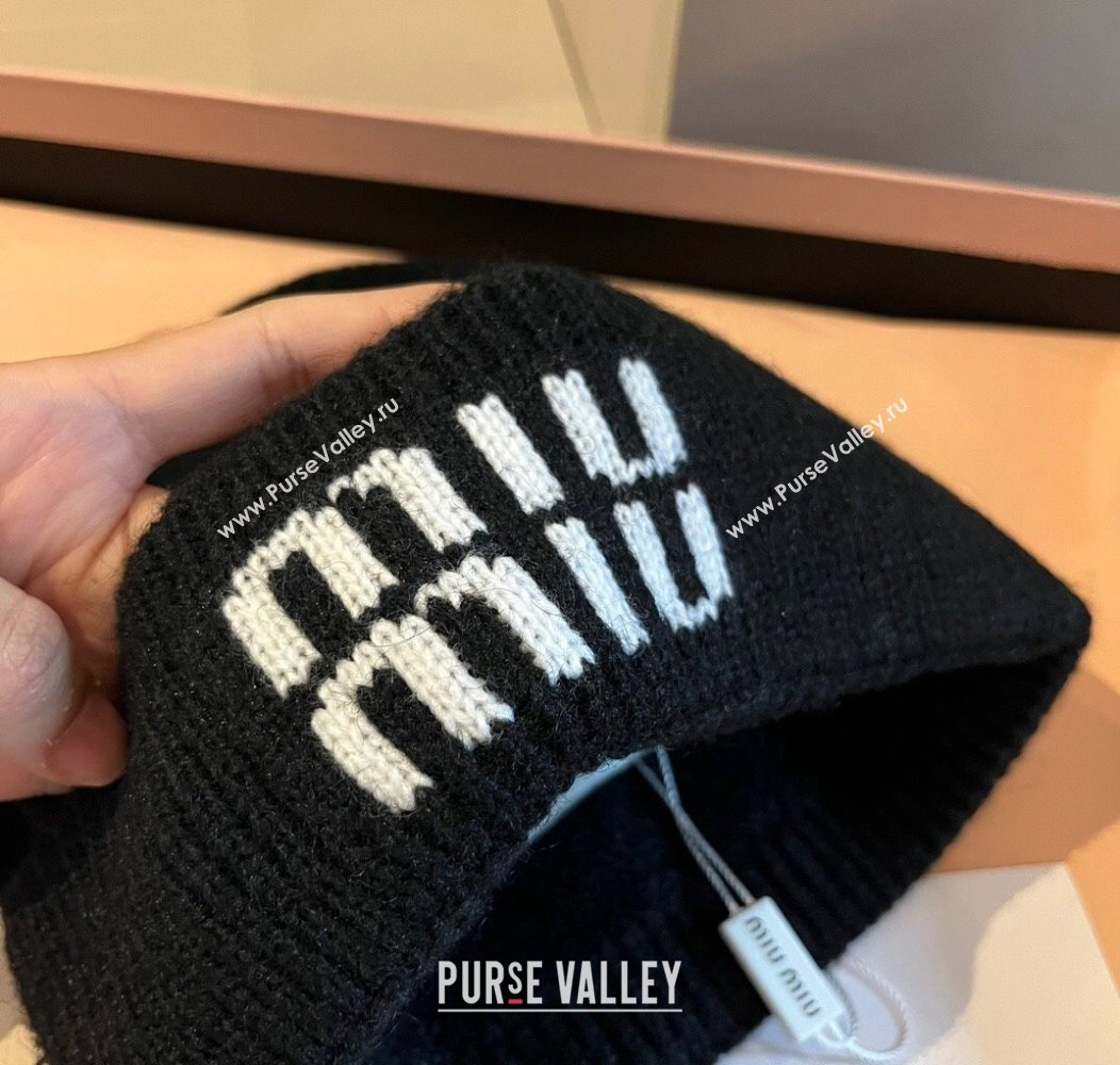 Miu Miu Knit Hat with Logo Black 2024 1128 (XMN-241128103)